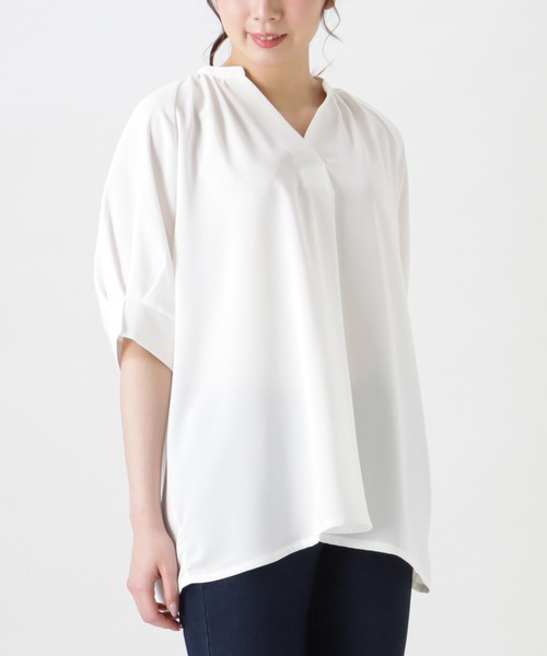 NAVY（ネイビー）の「とろみタックスキッパーシャツ ブラウス（シャツ/ブラウス・レディース・オレンジ/ブルー/ホワイト・フリー）」の6枚目の写真