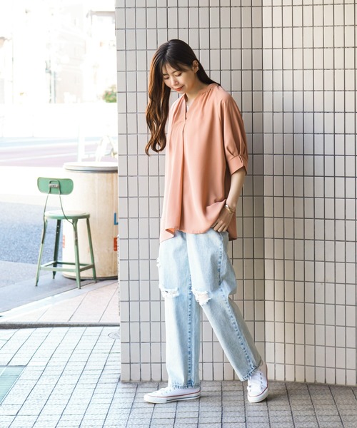 NAVY（ネイビー）の「とろみタックスキッパーシャツ ブラウス（シャツ/ブラウス・レディース・オレンジ/ブルー/ホワイト・フリー）」の10枚目の写真