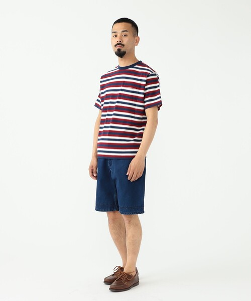 BEAMS PLUS(ビームスプラス)の「BEAMS PLUS / マルチカラー ホリゾンタルストライプ ポケットTシャツ(Tシャツ/カットソー・メンズ・チャコールグレー/オフホワイト/ブルー/ブラウン/グリーン/ネイビー・XL/S/L/M)」の14枚目の写真