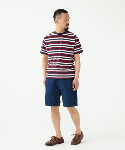 BEAMS PLUS(ビームスプラス)の「BEAMS PLUS / マルチカラー ホリゾンタルストライプ ポケットTシャツ(Tシャツ/カットソー・メンズ・チャコールグレー/オフホワイト/ブルー/ブラウン/グリーン/ネイビー・XL/S/L/M)」の15枚目の写真