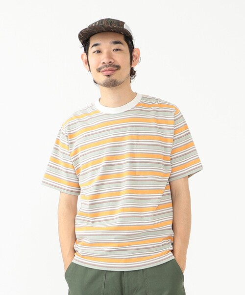 BEAMS PLUS(ビームスプラス)の「BEAMS PLUS / マルチカラー ホリゾンタルストライプ ポケットTシャツ(Tシャツ/カットソー・メンズ・チャコールグレー/オフホワイト/ブルー/ブラウン/グリーン/ネイビー・XL/S/L/M)」の16枚目の写真