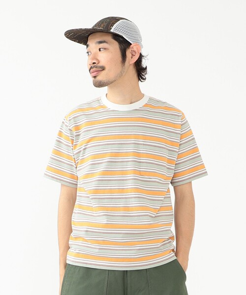 BEAMS PLUS(ビームスプラス)の「BEAMS PLUS / マルチカラー ホリゾンタルストライプ ポケットTシャツ(Tシャツ/カットソー・メンズ・チャコールグレー/オフホワイト/ブルー/ブラウン/グリーン/ネイビー・XL/S/L/M)」の17枚目の写真