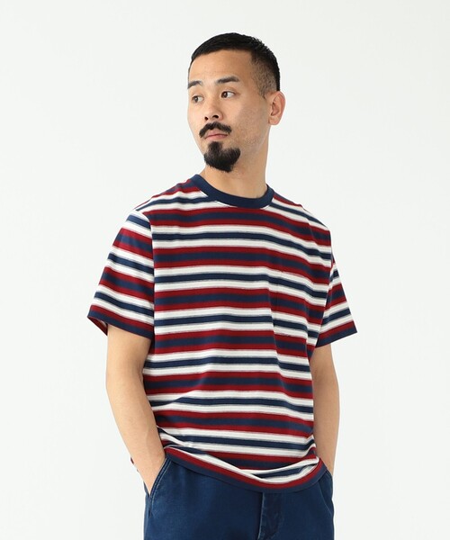 BEAMS PLUS(ビームスプラス)の「BEAMS PLUS / マルチカラー ホリゾンタルストライプ ポケットTシャツ(Tシャツ/カットソー・メンズ・チャコールグレー/オフホワイト/ブルー/ブラウン/グリーン/ネイビー・XL/S/L/M)」の18枚目の写真