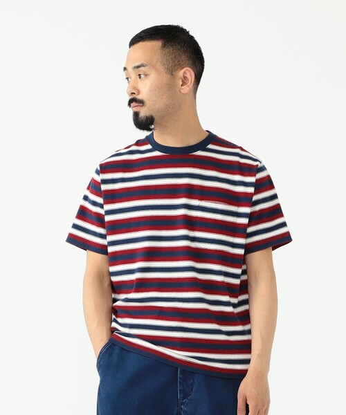 BEAMS PLUS(ビームスプラス)の「BEAMS PLUS / マルチカラー ホリゾンタルストライプ ポケットTシャツ(Tシャツ/カットソー・メンズ・チャコールグレー/オフホワイト/ブルー/ブラウン/グリーン/ネイビー・XL/S/L/M)」の19枚目の写真
