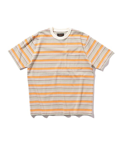 BEAMS PLUS(ビームスプラス)の「BEAMS PLUS / マルチカラー ホリゾンタルストライプ ポケットTシャツ(Tシャツ/カットソー・メンズ・チャコールグレー/オフホワイト/ブルー/ブラウン/グリーン/ネイビー・XL/S/L/M)」の20枚目の写真