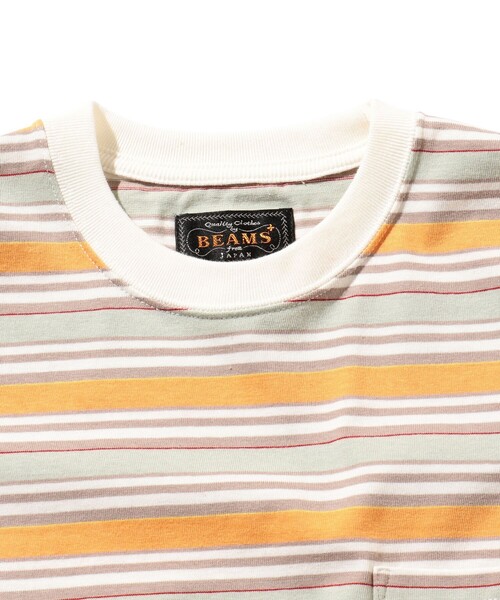 BEAMS PLUS(ビームスプラス)の「BEAMS PLUS / マルチカラー ホリゾンタルストライプ ポケットTシャツ(Tシャツ/カットソー・メンズ・チャコールグレー/オフホワイト/ブルー/ブラウン/グリーン/ネイビー・XL/S/L/M)」の21枚目の写真