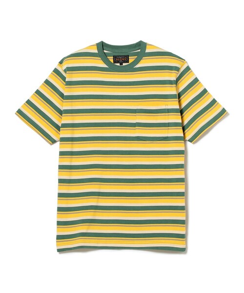 BEAMS PLUS(ビームスプラス)の「BEAMS PLUS / マルチカラー ホリゾンタルストライプ ポケットTシャツ(Tシャツ/カットソー・メンズ・チャコールグレー/オフホワイト/ブルー/ブラウン/グリーン/ネイビー・XL/S/L/M)」の8枚目の写真