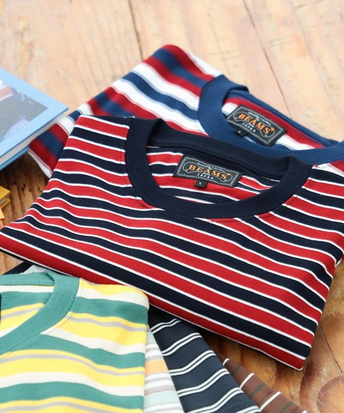 BEAMS PLUS(ビームスプラス)の「BEAMS PLUS / マルチカラー ホリゾンタルストライプ ポケットTシャツ(Tシャツ/カットソー・メンズ・チャコールグレー/オフホワイト/ブルー/ブラウン/グリーン/ネイビー・XL/S/L/M)」の5枚目の写真