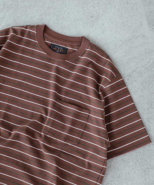 BEAMS PLUS(ビームスプラス)の「BEAMS PLUS / マルチカラー ホリゾンタルストライプ ポケットTシャツ(Tシャツ/カットソー・メンズ・チャコールグレー/オフホワイト/ブルー/ブラウン/グリーン/ネイビー・XL/S/L/M)」の4枚目の写真