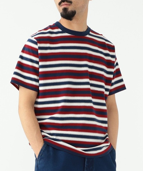 BEAMS PLUS(ビームスプラス)の「BEAMS PLUS / マルチカラー ホリゾンタルストライプ ポケットTシャツ(Tシャツ/カットソー・メンズ・チャコールグレー/オフホワイト/ブルー/ブラウン/グリーン/ネイビー・XL/S/L/M)」の6枚目の写真