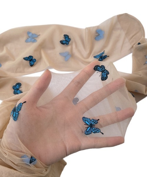 Vipoa（ヴィポア）の「Butterfly Print Sheer Tights（タイツ/ストッキング・レディース・ホワイト/ベージュ/ブラック・FREE）」の7枚目の写真