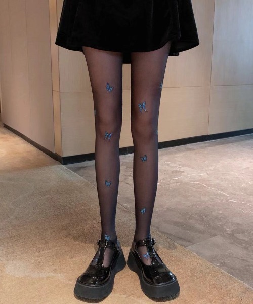 Vipoa（ヴィポア）の「Butterfly Print Sheer Tights（タイツ/ストッキング・レディース・ホワイト/ベージュ/ブラック・FREE）」の8枚目の写真