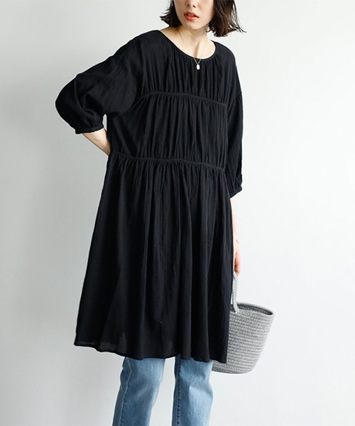 GeeRA(ジーラ)の「バックデザインティアードミニワンピース(ワンピース・レディース・グリーン/ブラック・MEDIUM/LARGE)」の1枚目の写真