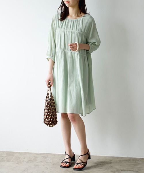 GeeRA(ジーラ)の「バックデザインティアードミニワンピース(ワンピース・レディース・グリーン/ブラック・MEDIUM/LARGE)」の14枚目の写真