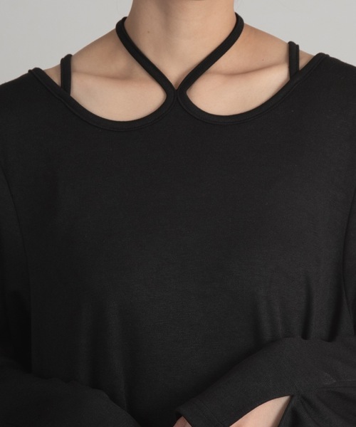lawgy(ラウジー)の「neck ribbon op(ワンピース・レディース・ブラック/ブラウン・FREE)」の5枚目の写真