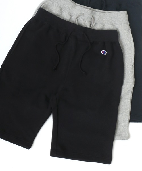 Champion(チャンピオン)の「Champion/チャンピオン コットンUSA ワンポイント刺繍 無地 スウェット ショートパンツ(スウェットパンツ・メンズ・ネイビー/オートミール/ブラック/グレー・M/L/XL)」の2枚目の写真