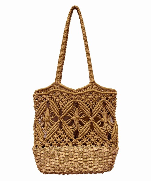 ROOTOTE（ルートート）の「ルートート/幾何学編み トートバッグ LT.デリ.マクラメ-B（かごバッグ・レディース・ブラック/ベージュ/グレー/ピンク・FREE）」の3枚目の写真