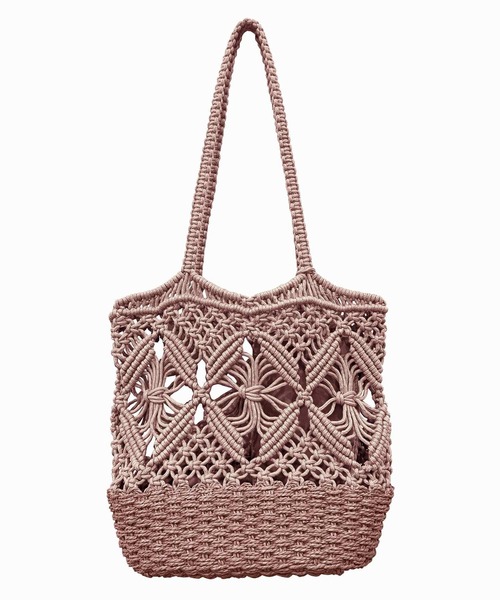 ROOTOTE（ルートート）の「ルートート/幾何学編み トートバッグ LT.デリ.マクラメ-B（かごバッグ・レディース・ブラック/ベージュ/グレー/ピンク・FREE）」の4枚目の写真