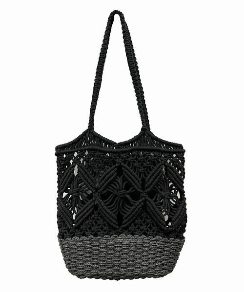 ROOTOTE（ルートート）の「ルートート/幾何学編み トートバッグ LT.デリ.マクラメ-B（かごバッグ・レディース・ブラック/ベージュ/グレー/ピンク・FREE）」の2枚目の写真
