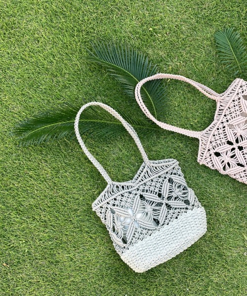 ROOTOTE（ルートート）の「ルートート/幾何学編み トートバッグ LT.デリ.マクラメ-B（かごバッグ・レディース・ブラック/ベージュ/グレー/ピンク・FREE）」の9枚目の写真