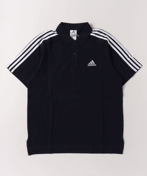 adidas(アディダス)の「アディダス adidas エッセンシャルズ ピケ スモールロゴ刺しゅう スリーストライプスポロシャツ(ポロシャツ・メンズ・ネイビー/ホワイト/ブラック・M/3L/L/LL/S)」の1枚目の写真