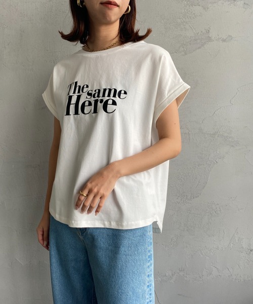 JEANS FACTORY （ジーンズファクトリー）の「[MAISON DE L'ALLURE/メゾンドゥラリュール] ラバーロゴプリントTシャツ（Tシャツ/カットソー・レディース・グレイッシュベージュ/ブラック/オフホワイト/グリーン・F）」の11枚目の写真