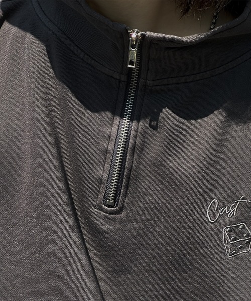 kutir（クティール）の「ピグメントダイスロゴハーフジップ（Tシャツ/カットソー・メンズ・スミクロ/ライトブルー/カーキ・MEDIUM/LARGE）」の8枚目の写真