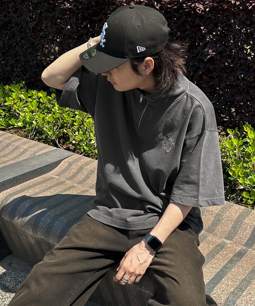 kutir（クティール）の「ピグメントダイスロゴハーフジップ（Tシャツ/カットソー・メンズ・スミクロ/ライトブルー/カーキ・MEDIUM/LARGE）」の9枚目の写真