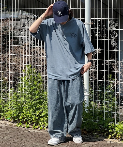 kutir（クティール）の「ピグメントダイスロゴハーフジップ（Tシャツ/カットソー・メンズ・スミクロ/ライトブルー/カーキ・MEDIUM/LARGE）」の4枚目の写真