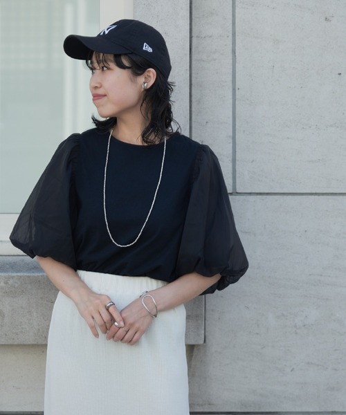 COLONY 2139(コロニートゥーワンスリーナイン)の「WEB・一部店舗限定 / オーガンジーボリュームスリーブTシャツ(Tシャツ/カットソー・レディース・オフホワイト/ブラック・FREE)」の16枚目の写真