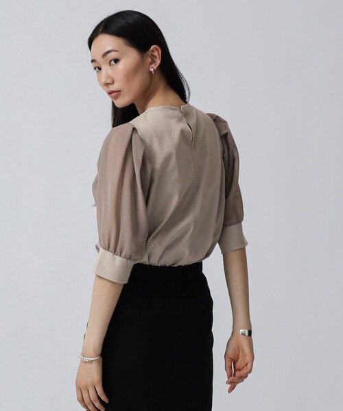 GALLEST（ギャレスト）の「シアースリーブTシャツ（Tシャツ/カットソー・レディース・ブラック/ライトベージュ/ホワイト系・05/34/38）」の12枚目の写真