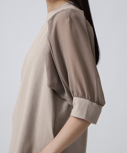 GALLEST（ギャレスト）の「シアースリーブTシャツ（Tシャツ/カットソー・レディース・ブラック/ライトベージュ/ホワイト系・05/34/38）」の15枚目の写真