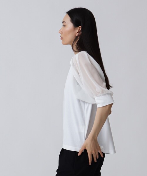 GALLEST（ギャレスト）の「シアースリーブTシャツ（Tシャツ/カットソー・レディース・ブラック/ライトベージュ/ホワイト系・05/34/38）」の19枚目の写真