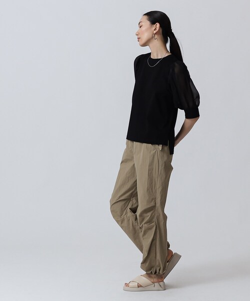 GALLEST（ギャレスト）の「シアースリーブTシャツ（Tシャツ/カットソー・レディース・ブラック/ライトベージュ/ホワイト系・05/34/38）」の4枚目の写真