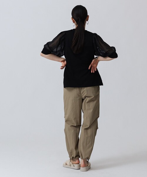 GALLEST（ギャレスト）の「シアースリーブTシャツ（Tシャツ/カットソー・レディース・ブラック/ライトベージュ/ホワイト系・05/34/38）」の5枚目の写真