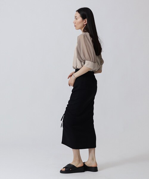 GALLEST（ギャレスト）の「シアースリーブTシャツ（Tシャツ/カットソー・レディース・ブラック/ライトベージュ/ホワイト系・05/34/38）」の6枚目の写真