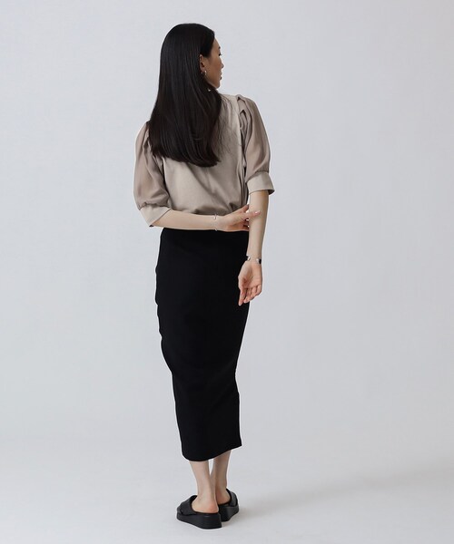 GALLEST（ギャレスト）の「シアースリーブTシャツ（Tシャツ/カットソー・レディース・ブラック/ライトベージュ/ホワイト系・05/34/38）」の7枚目の写真