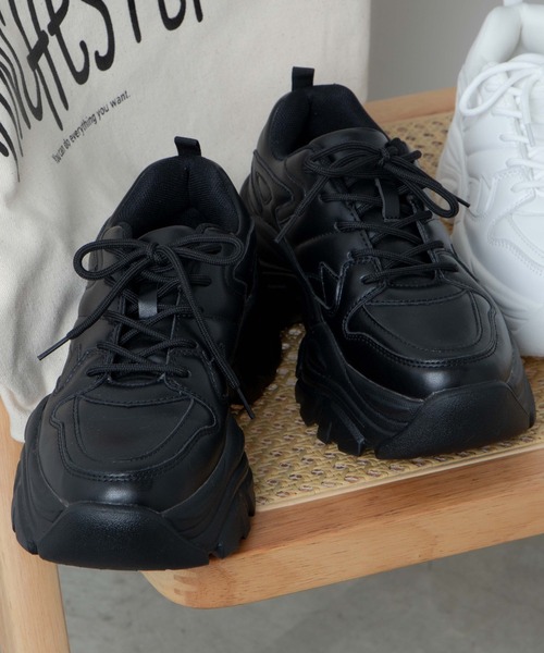 WEGO(ウィゴー)の「WEGO/厚底ダッドスニーカー(スニーカー・レディース・ブラック/ホワイト・MEDIUM/LARGE)」の11枚目の写真