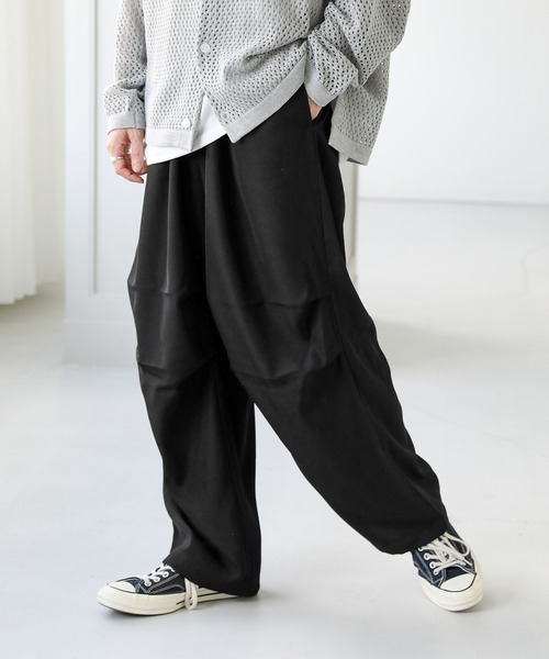 フラノドレープパンツ セール】2wayパラシュートドレープスラックスパンツ（スラックス