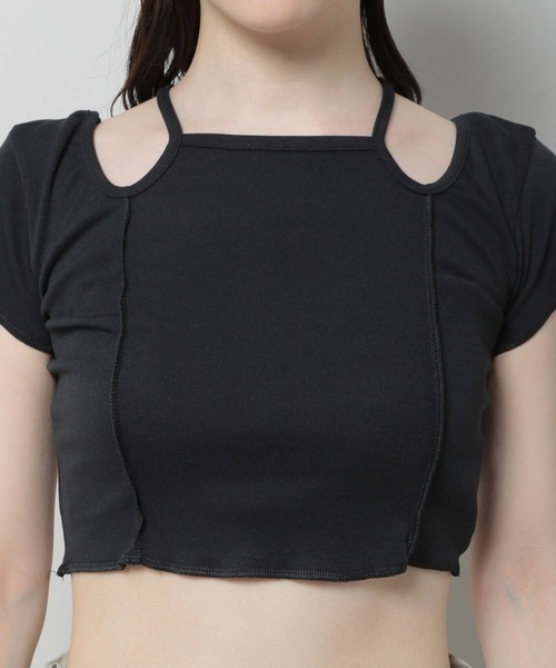 3.3 Field Trip （3.3フィールドトリップ）の「3.3 Field Trip／カットアウトTOPS 2970123（Tシャツ/カットソー・レディース・ブラック/カーキ・FREE）」の4枚目の写真