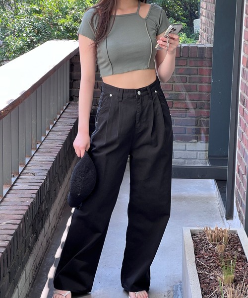 3.3 Field Trip （3.3フィールドトリップ）の「3.3 Field Trip／カットアウトTOPS 2970123（Tシャツ/カットソー・レディース・ブラック/カーキ・FREE）」の10枚目の写真