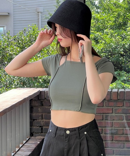 3.3 Field Trip （3.3フィールドトリップ）の「3.3 Field Trip／カットアウトTOPS 2970123（Tシャツ/カットソー・レディース・ブラック/カーキ・FREE）」の12枚目の写真