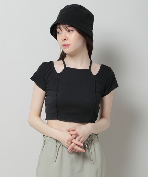 3.3 Field Trip （3.3フィールドトリップ）の「3.3 Field Trip／カットアウトTOPS 2970123（Tシャツ/カットソー・レディース・ブラック/カーキ・FREE）」の20枚目の写真