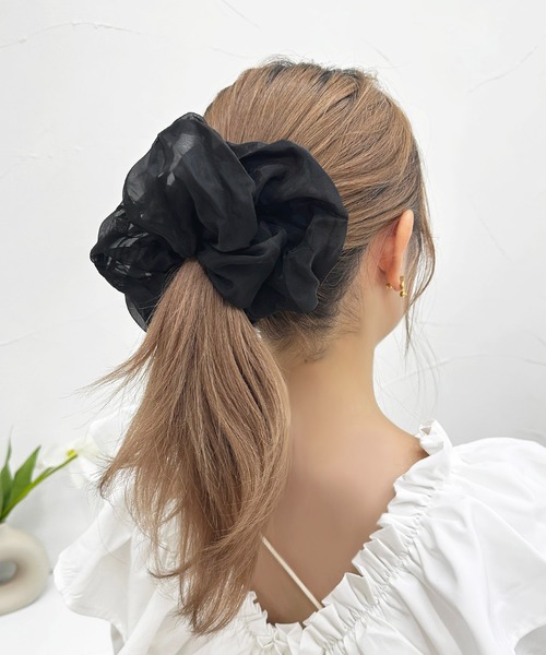 apres jour（アプレジュール）の「【apres jour×ARIAZ】シアーシュシュ（シュシュ・レディース・ブラック/ピンクベージュ/スモークピンク/アイボリー/ミント・FREE）」の3枚目の写真