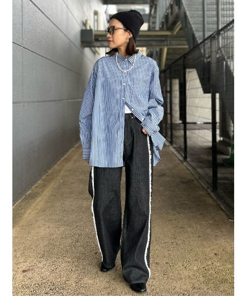 NEU_IN 21FW / フリンジデニム / ニューイン SOMETHING LISAフリンジワイドデニムパンツ|SOMETHING|サムシング