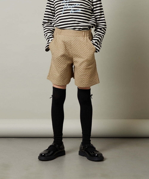 a.v.v（アーヴェヴェ）の「[140-150]【セットアップ対応】フクレショートパンツ（その他パンツ・キッズ・ベージュ/ブラック・140/150）」の5枚目の写真