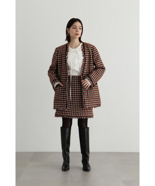 JILL STUART（ジルスチュアート）の「◆カラーミックスツイードジャケット（ノーカラージャケット・レディース・ブラウン・MEDIUM/SMALL）」の21枚目の写真