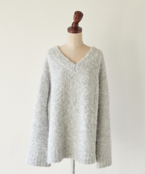 pomiii（ポミー）の「オーバーサイズフレアニット（ニット/セーター・レディース・ライトブルー/アイボリー・FREE）」の20枚目の写真