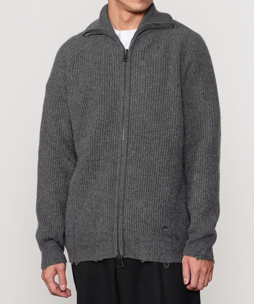 Bshop（ビショップ）の「ATOMOFACTORY | ダメージ ジップアップカーディガン MEN（カーディガン/ボレロ・メンズ・グレー/ネイビー・M/L）」の10枚目の写真