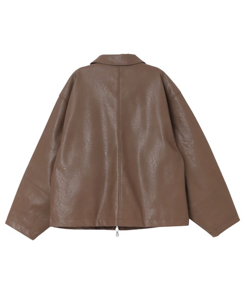 【Ungrid】美品　ジップアップブルゾン　合成皮革 セール】合成皮革オーバーサイズダブルジップブルゾン（ブルゾン